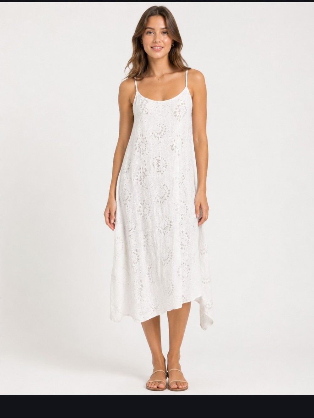 Lungo L'Arno Asymmetrical White Linen Midi Dress Small
